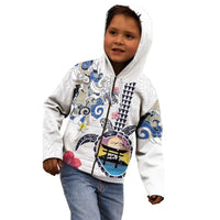Hawaiian and Japanese Together Kid Hoodie Japanese Culture and Turtle Kakau Tattoo White Color LT03 - Polynesian Pride