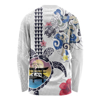 Hawaiian and Japanese Together Long Sleeve Shirt Japanese Culture and Turtle Kakau Tattoo White Color LT03 - Polynesian Pride