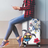Hawaiian and Japanese Together Luggage Cover Japanese Culture and Turtle Kakau Tattoo White Color LT03 - Polynesian Pride