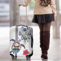 Hawaiian and Japanese Together Luggage Cover Japanese Culture and Turtle Kakau Tattoo White Color LT03 - Polynesian Pride