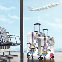Hawaiian and Japanese Together Luggage Cover Japanese Culture and Turtle Kakau Tattoo White Color LT03 - Polynesian Pride
