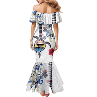 Hawaiian and Japanese Together Mermaid Dress Japanese Culture and Turtle Kakau Tattoo White Color LT03 - Polynesian Pride