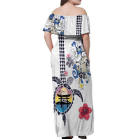 Hawaiian and Japanese Together Off Shoulder Maxi Dress Japanese Culture and Turtle Kakau Tattoo White Color LT03 - Polynesian Pride