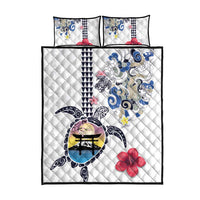 Hawaiian and Japanese Together Quilt Bed Set Japanese Culture and Turtle Kakau Tattoo White Color LT03 - Polynesian Pride