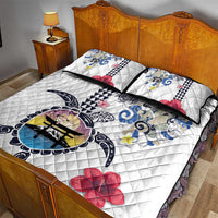 Hawaiian and Japanese Together Quilt Bed Set Japanese Culture and Turtle Kakau Tattoo White Color LT03 - Polynesian Pride