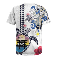 Hawaiian and Japanese Together Rugby Jersey Japanese Culture and Turtle Kakau Tattoo White Color LT03 - Polynesian Pride