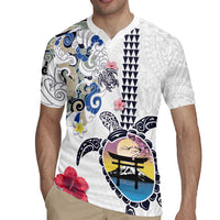 Hawaiian and Japanese Together Rugby Jersey Japanese Culture and Turtle Kakau Tattoo White Color LT03 - Polynesian Pride