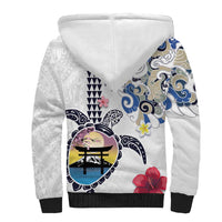 Hawaiian and Japanese Together Sherpa Hoodie Japanese Culture and Turtle Kakau Tattoo White Color LT03 - Polynesian Pride