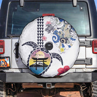 Hawaiian and Japanese Together Spare Tire Cover Japanese Culture and Turtle Kakau Tattoo White Color LT03 White - Polynesian Pride