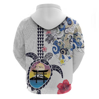 Hawaiian and Japanese Together Zip Hoodie Japanese Culture and Turtle Kakau Tattoo White Color LT03 - Polynesian Pride
