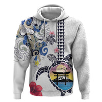 Hawaiian and Japanese Together Zip Hoodie Japanese Culture and Turtle Kakau Tattoo White Color LT03 Pullover Hoodie White - Polynesian Pride