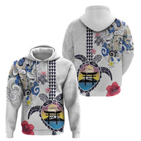 Hawaiian and Japanese Together Zip Hoodie Japanese Culture and Turtle Kakau Tattoo White Color LT03 - Polynesian Pride