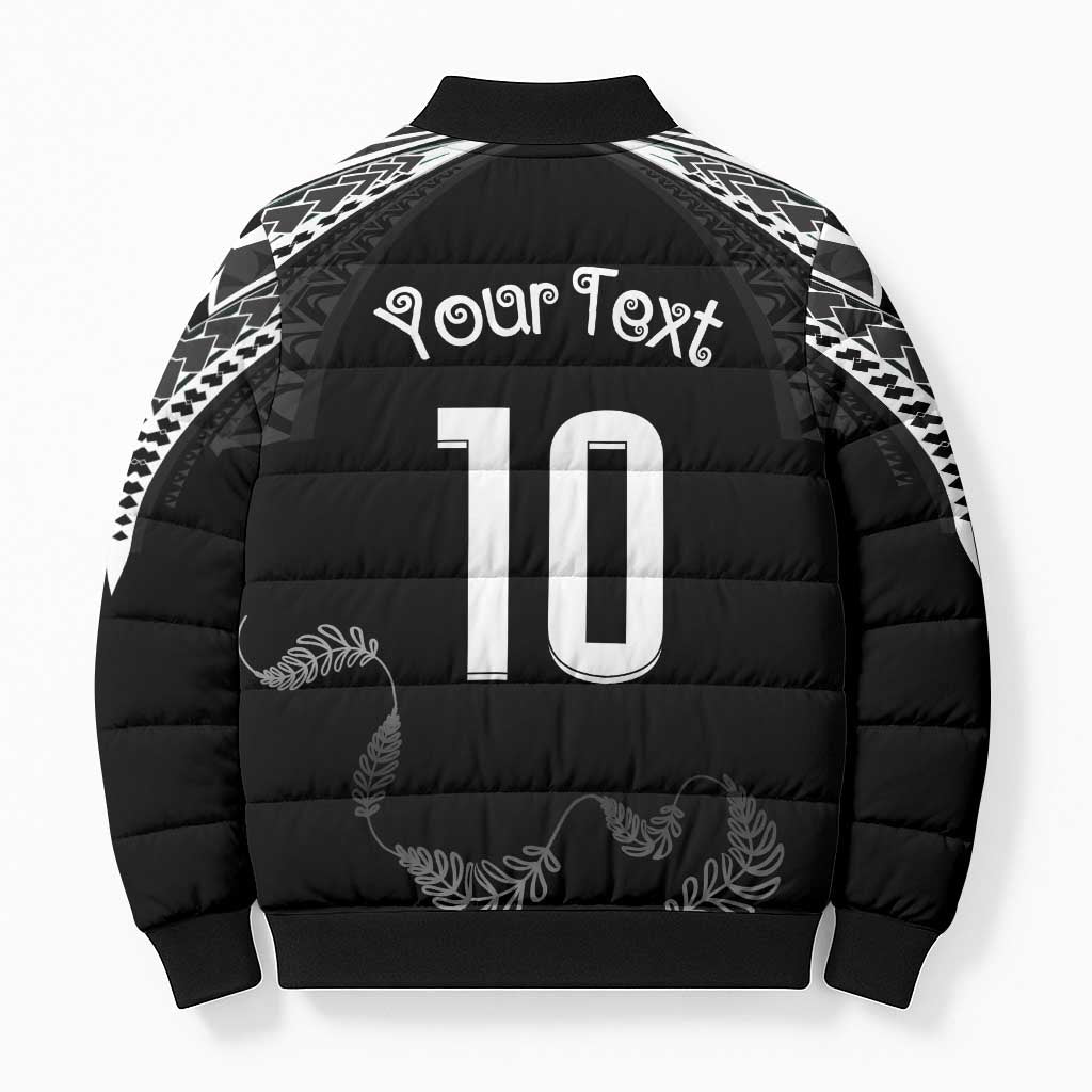 New Zealand Rugby Custom Bomber Puffer Jacket Aotearoa Armour Blacks Silver Ferns - Polynesian Pride
