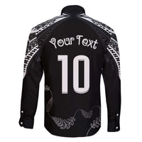 New Zealand Rugby Custom Family Matching Off The Shoulder Long Sleeve Dress and Hawaiian Shirt Aotearoa Armour Blacks Silver Ferns LT03 - Polynesian Pride