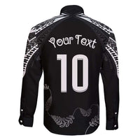 New Zealand Rugby Custom Family Matching Short Sleeve Bodycon Dress and Hawaiian Shirt Aotearoa Armour Blacks Silver Ferns LT03 - Polynesian Pride