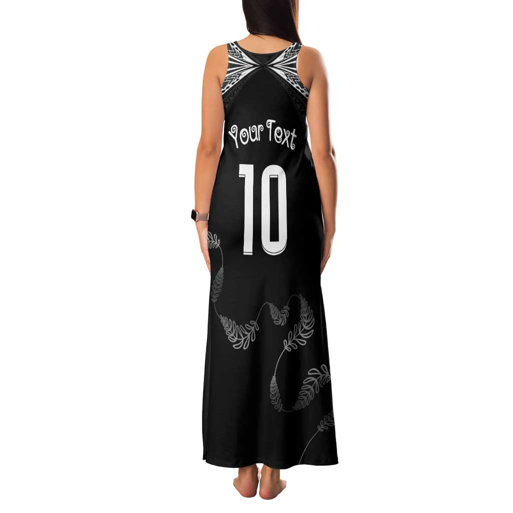 New Zealand Rugby Custom Family Matching Tank Maxi Dress and Hawaiian Shirt Aotearoa Armour Blacks Silver Ferns LT03 - Polynesian Pride