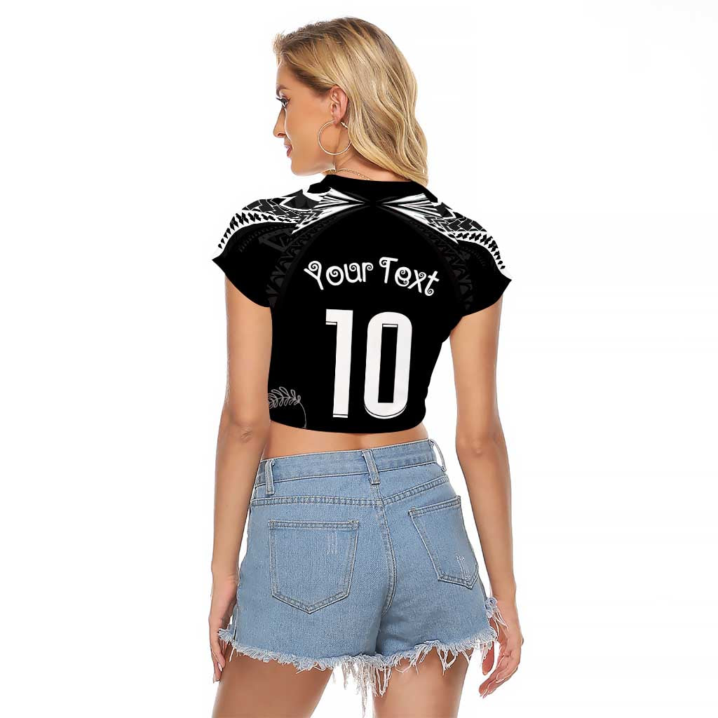 New Zealand Rugby Custom Raglan Cropped T Shirt Aotearoa Armour Blacks Silver Ferns - Polynesian Pride