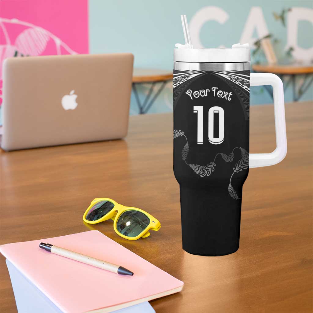 New Zealand Rugby Custom Tumbler With Handle Aotearoa Armour Blacks Silver Ferns - Polynesian Pride