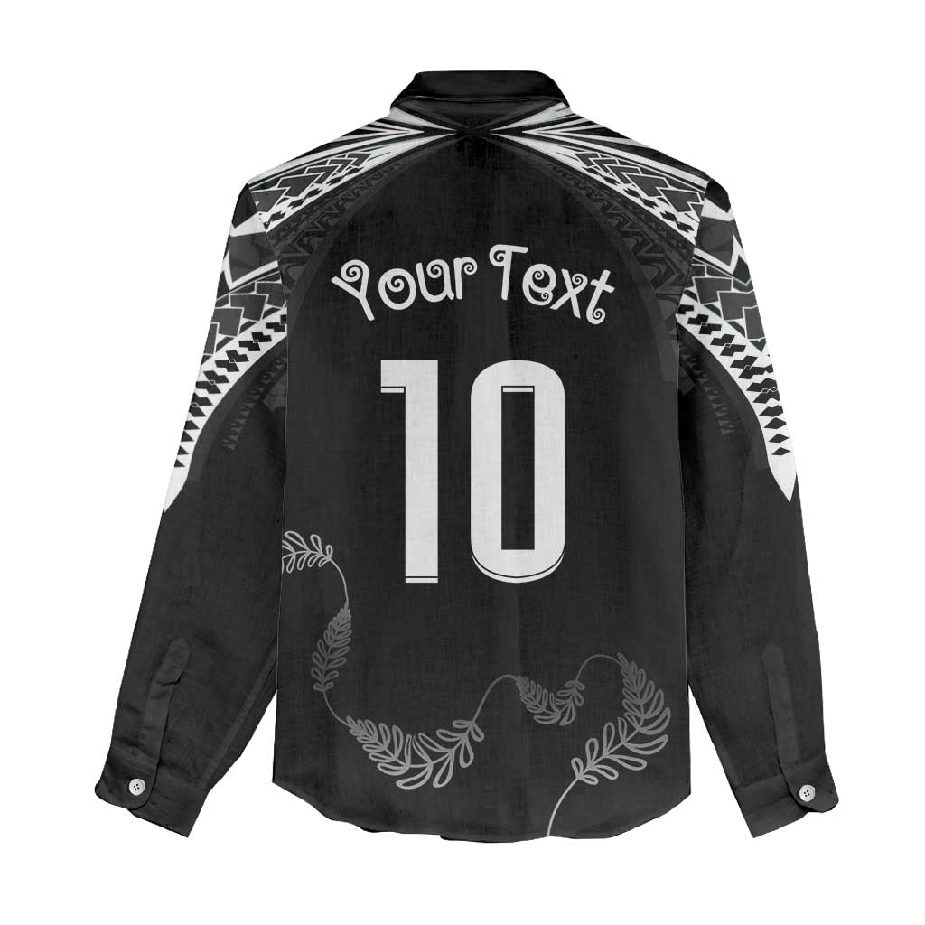 New Zealand Rugby Custom Women Casual Shirt Aotearoa Armour Blacks Silver Ferns - Polynesian Pride