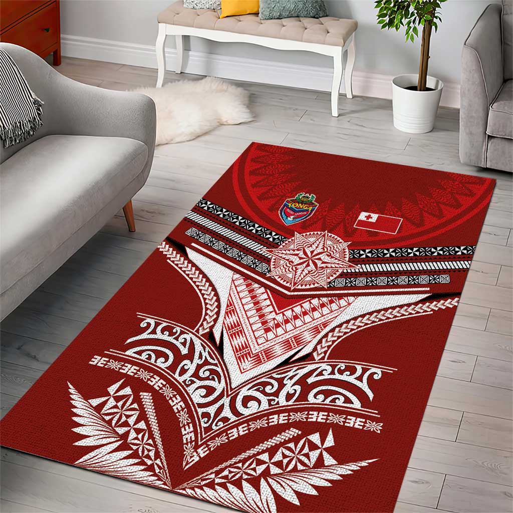 Tonga Rugby Area Rug Mana o Tonga-Tribal Heritage Edition Red Color - Polynesian Pride