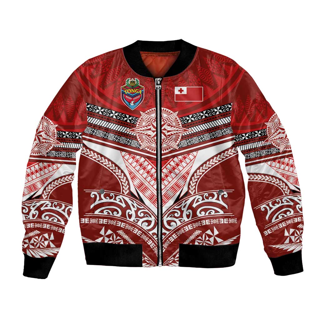 Tonga Rugby Custom Bomber Jacket Mana o Tonga-Tribal Heritage Edition Red Color - Polynesian Pride