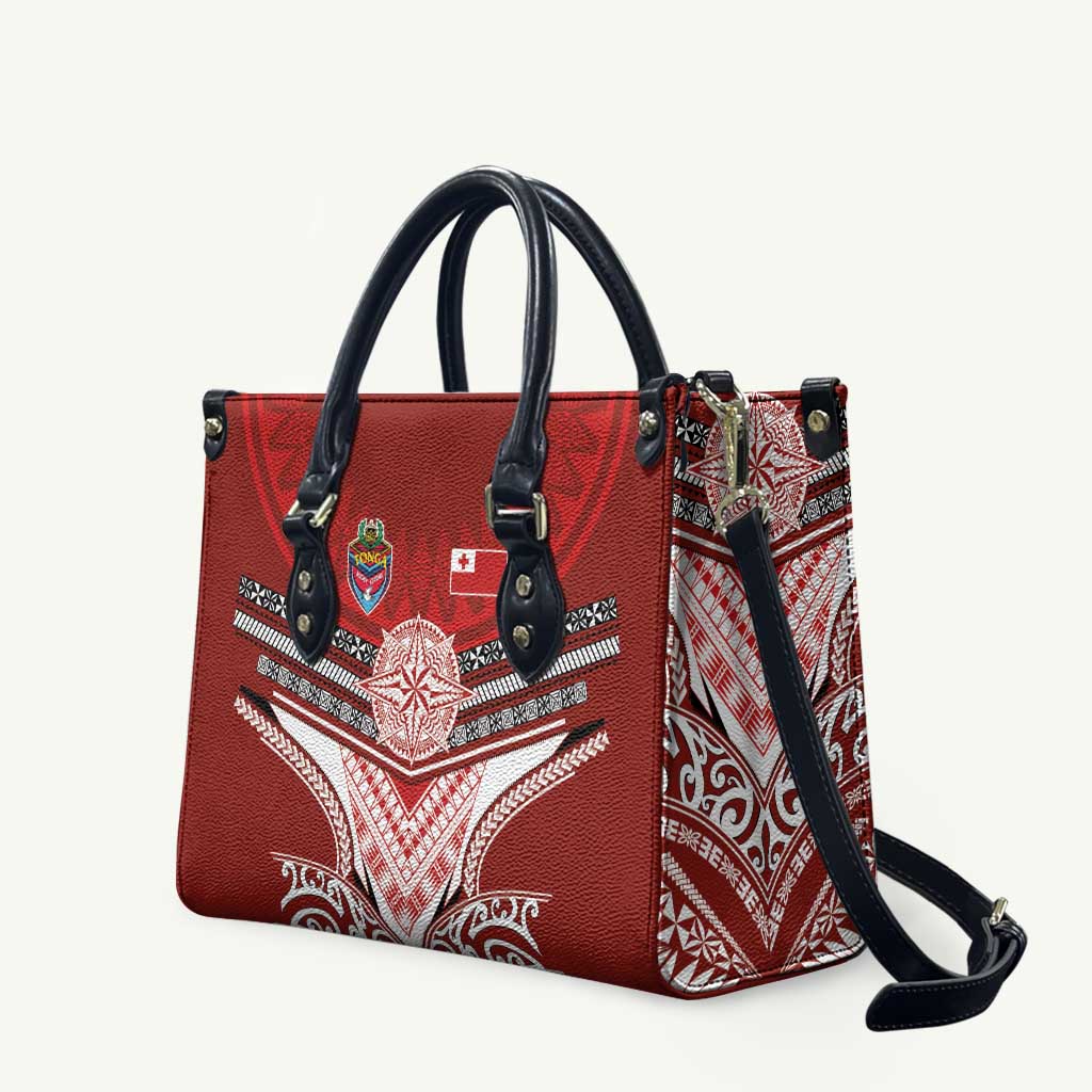 Tonga Rugby Leather Bag Mana o Tonga-Tribal Heritage Edition Red Color - Polynesian Pride