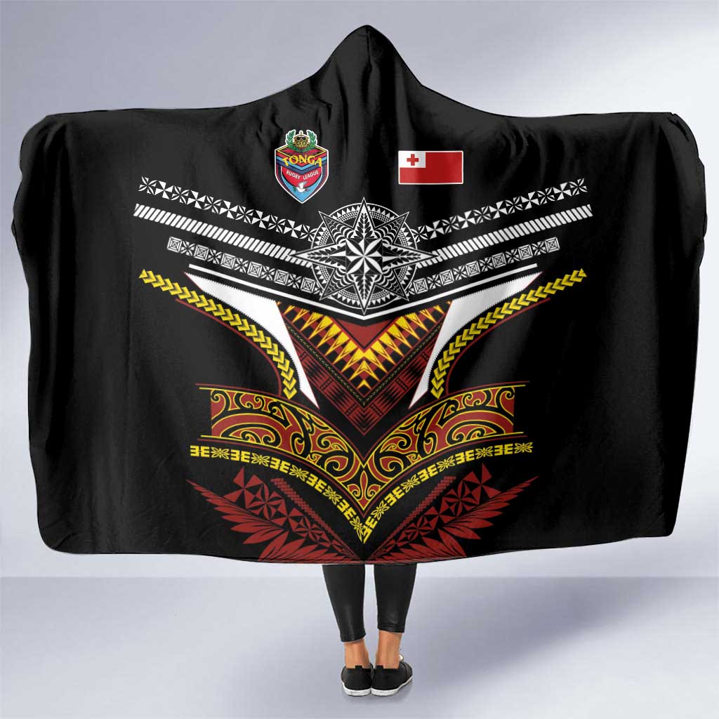 Tonga Rugby Hooded Blanket Mana o Tonga-Tribal Heritage Edition Black Color - Polynesian Pride