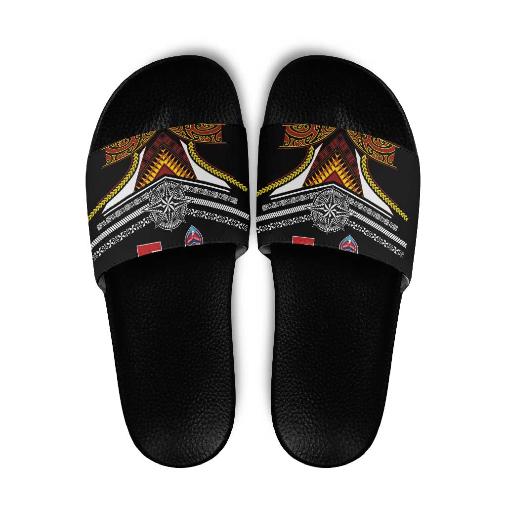 Tonga Rugby Slide Sandals Mana o Tonga-Tribal Heritage Edition Black Color - Polynesian Pride