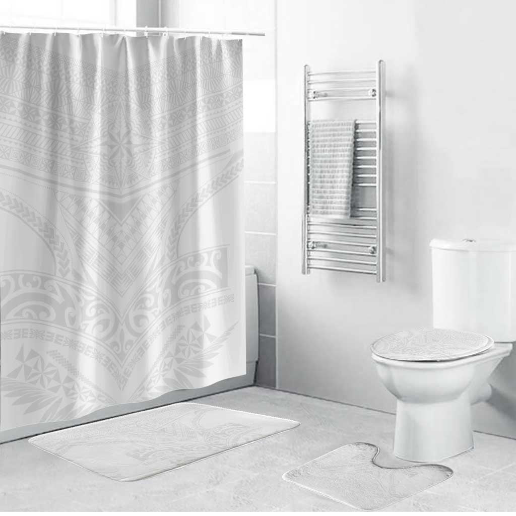 Tonga White Sunday Bathroom Set Tongan Tribal Heritage Tattoos - Polynesian Pride