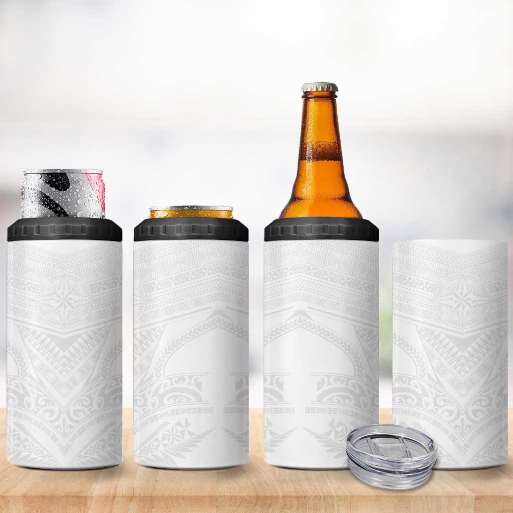 Tonga White Sunday 4 in 1 Can Cooler Tumbler Tongan Tribal Heritage Tattoos - Polynesian Pride