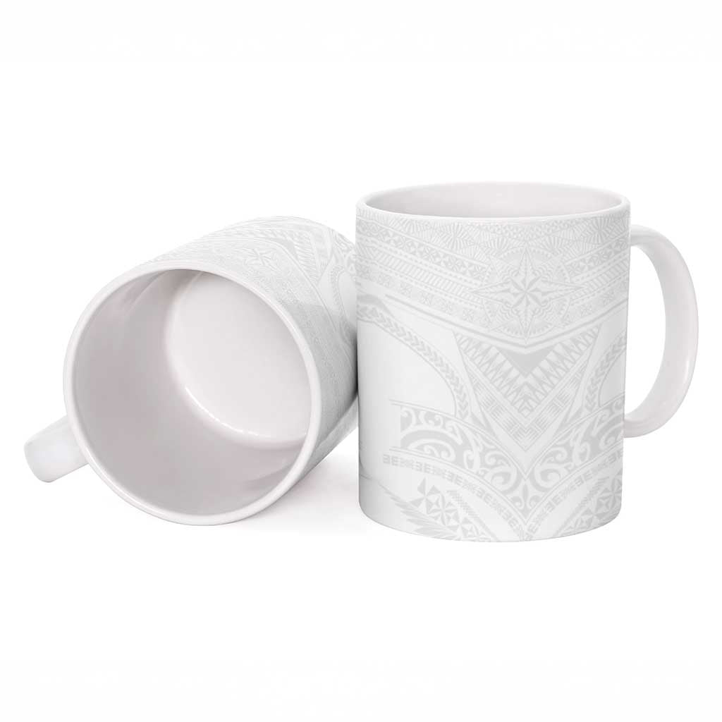 Tonga White Sunday Ceramic Mug Tongan Tribal Heritage Tattoos - Polynesian Pride