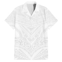 Tonga White Sunday Family Matching Off The Shoulder Long Sleeve Dress and Hawaiian Shirt Tongan Tribal Heritage Tattoos LT03 Dad's Shirt - Short Sleeve White - Polynesian Pride