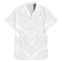 Tonga White Sunday Family Matching Puletasi and Hawaiian Shirt Tongan Tribal Heritage Tattoos LT03 Dad's Shirt - Short Sleeve White - Polynesian Pride