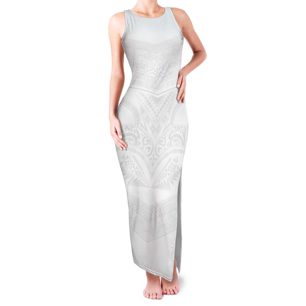 Tonga White Sunday Family Matching Tank Maxi Dress and Hawaiian Shirt Tongan Tribal Heritage Tattoos LT03 Mom's Dress White - Polynesian Pride