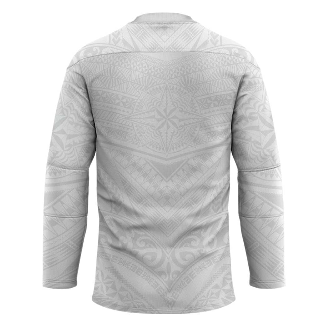 Tonga White Sunday Hockey Jersey Tongan Tribal Heritage Tattoos - Polynesian Pride
