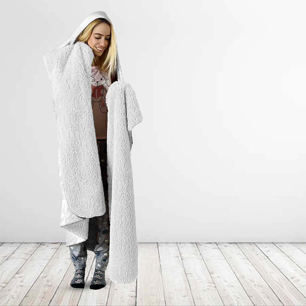 Tonga White Sunday Hooded Blanket Tongan Tribal Heritage Tattoos - Polynesian Pride