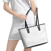 Tonga White Sunday Leather Tote Bag Tongan Tribal Heritage Tattoos LT03 - Polynesian Pride