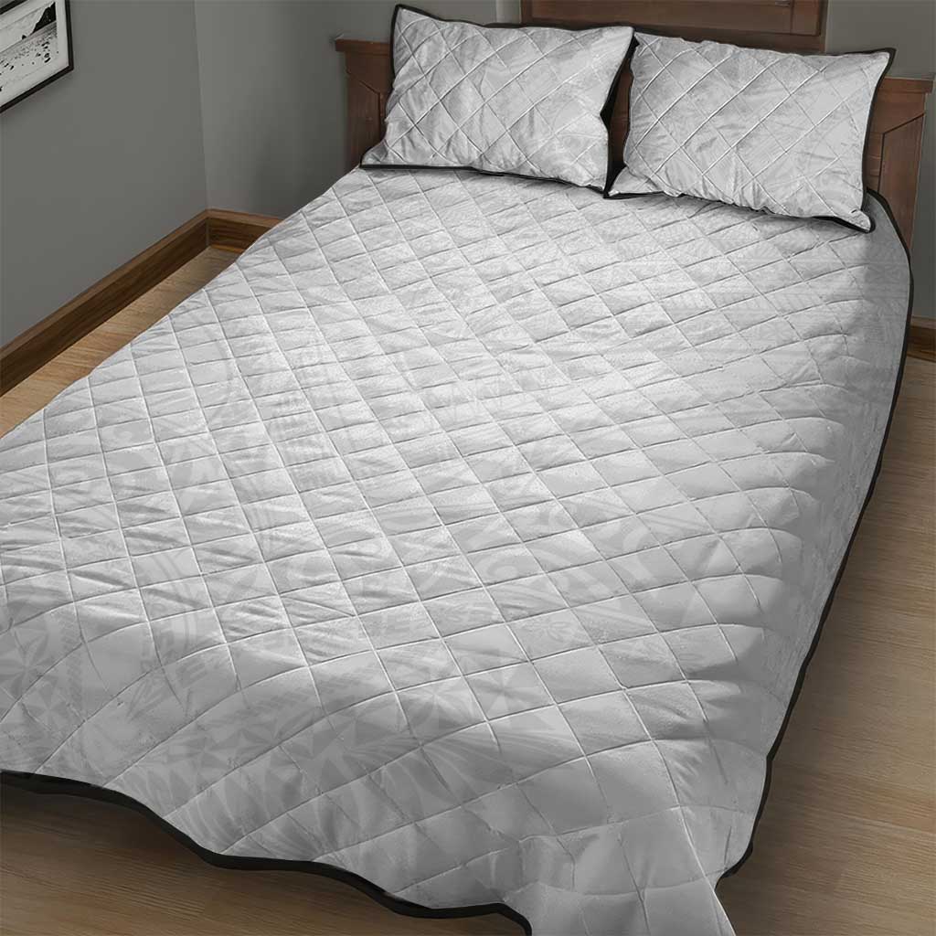 Tonga White Sunday Quilt Bed Set Tongan Tribal Heritage Tattoos - Polynesian Pride