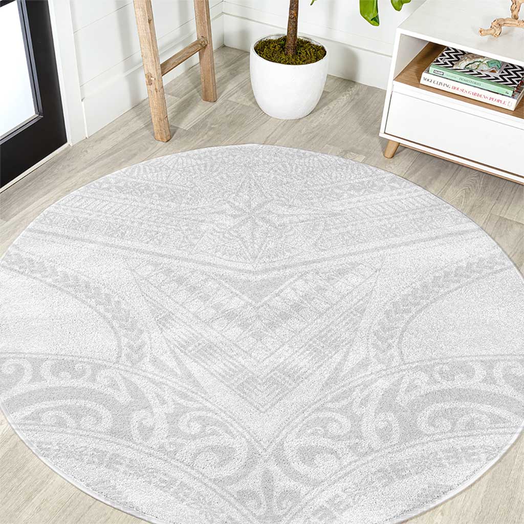 Tonga White Sunday Round Carpet Tongan Tribal Heritage Tattoos - Polynesian Pride