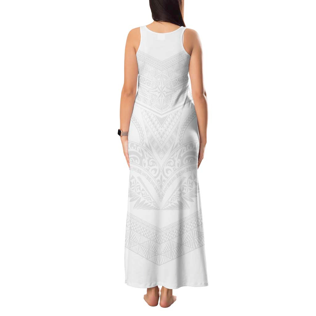 Tonga White Sunday Tank Maxi Dress Tongan Tribal Heritage Tattoos - Polynesian Pride