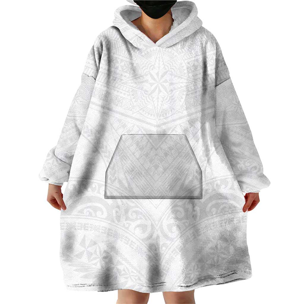 Tonga White Sunday Wearable Blanket Hoodie Tongan Tribal Heritage Tattoos LT03 - Polynesian Pride