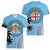 Personalised Fiji Women V Neck T Shirt Tapa Pattern Fijian Coat of Arms and Palm Tree LT03 - Polynesian Pride