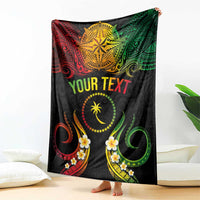 Personalised Chuuk Independence Day Blanket Polynesian Tattoo and Plumeria Reggae Color