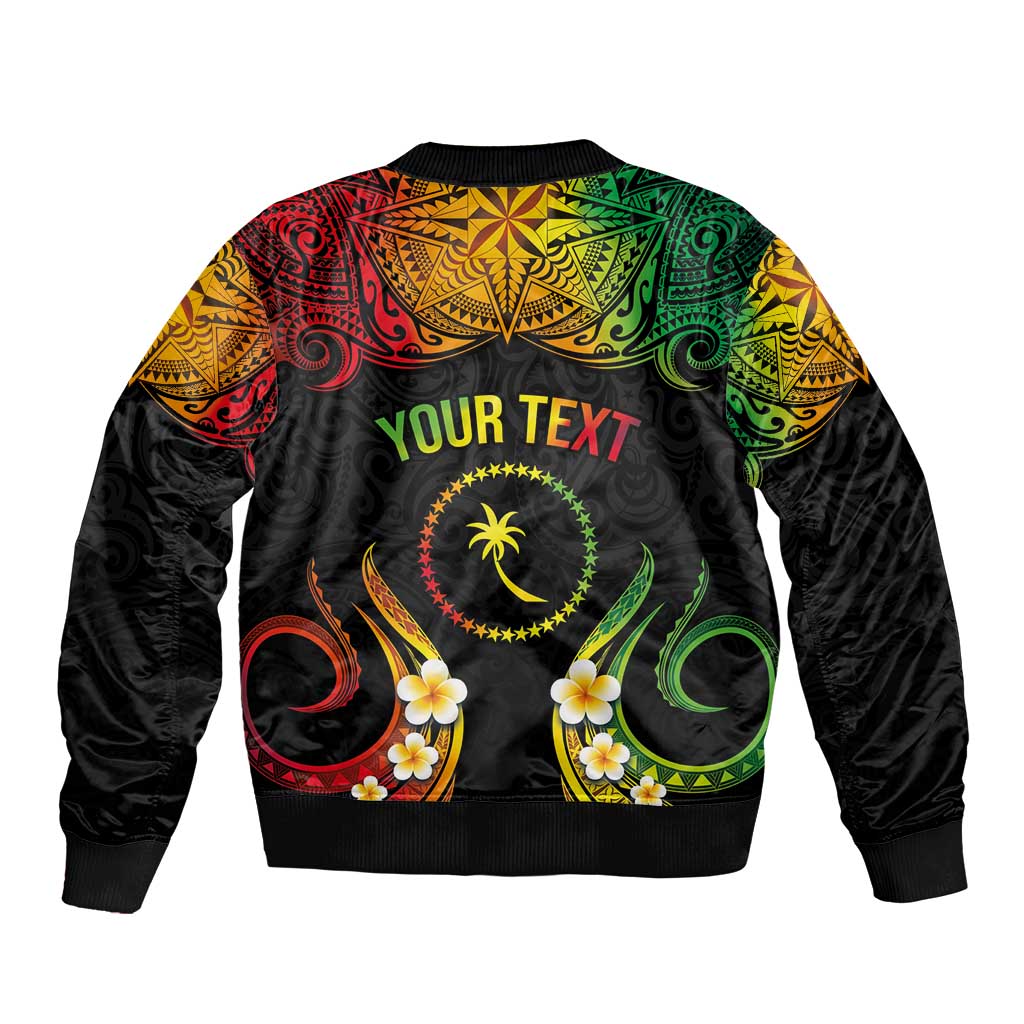 Personalised Chuuk Independence Day Bomber Jacket Polynesian Tattoo and Plumeria Reggae Color LT03 - Polynesian Pride