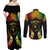 Personalised Chuuk Independence Day Couples Matching Off Shoulder Maxi Dress and Long Sleeve Button Shirt Polynesian Tattoo and Plumeria Reggae Color