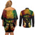 Personalised Chuuk Independence Day Couples Matching Off Shoulder Short Dress and Long Sleeve Button Shirt Polynesian Tattoo and Plumeria Reggae Color