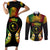 Personalised Chuuk Independence Day Couples Matching Short Sleeve Bodycon Dress and Long Sleeve Button Shirt Polynesian Tattoo and Plumeria Reggae Color