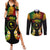Personalised Chuuk Independence Day Couples Matching Summer Maxi Dress and Long Sleeve Button Shirt Polynesian Tattoo and Plumeria Reggae Color