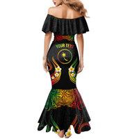 Personalised Chuuk Independence Day Family Matching Mermaid Dress and Hawaiian Shirt Polynesian Tattoo and Plumeria Reggae Color LT03 - Polynesian Pride