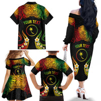 Personalised Chuuk Independence Day Family Matching Off The Shoulder Long Sleeve Dress and Hawaiian Shirt Polynesian Tattoo and Plumeria Reggae Color LT03 - Polynesian Pride